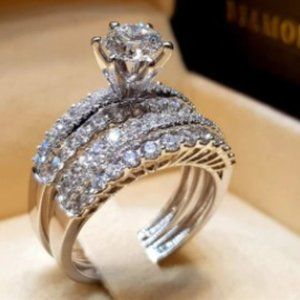 Quality Sterling Silver & White Sapphire Set